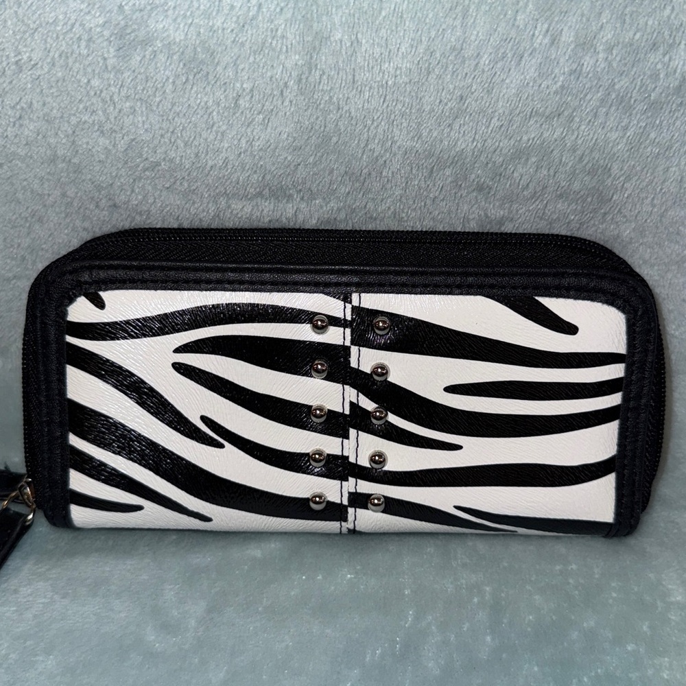 Zebra Print Wallet with Black Trim
